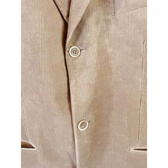 Tasso Elba Mens Tan 3 Button Corduroy Blazer Jacket Large 42-44 Sport Coat - Picture 3 of 10